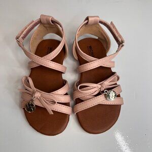 Michael Kors Sandal Girl 8 Toddler Ankle Strap Blush Bow MK Logo Party Core Go